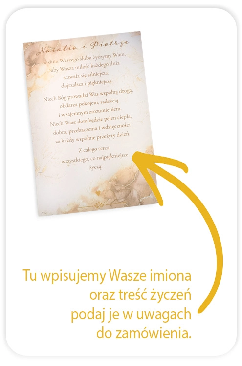 kartka z życzeniami i informacja o personalizacji