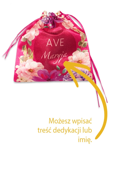 Personalizacja woreczek ze strzałką i podpisem Możesz wpisać treść dedykacji lub imię
