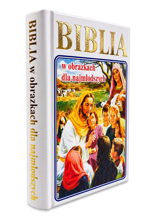 Grzbiet Biblii w obrazkach dla najmłodszych ze złotym napisem