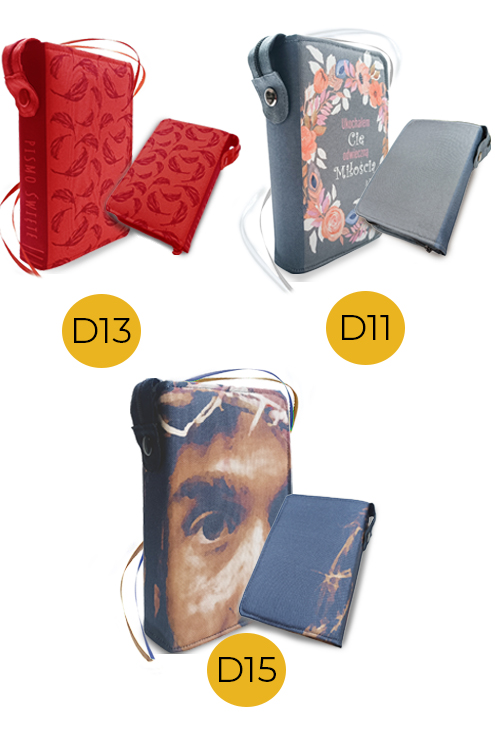 Szare i czerwone okładki na Biblię: D11, D13, D15 Oblicze Jezusa